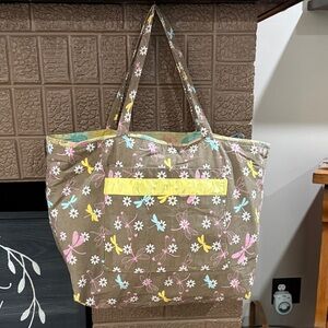 Dragon Fly/Floral Tote Bag - Multicolor